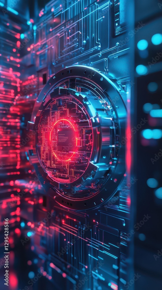 Fototapeta premium Encrypted digital vault securing confidential cloud files, cyber protection concept