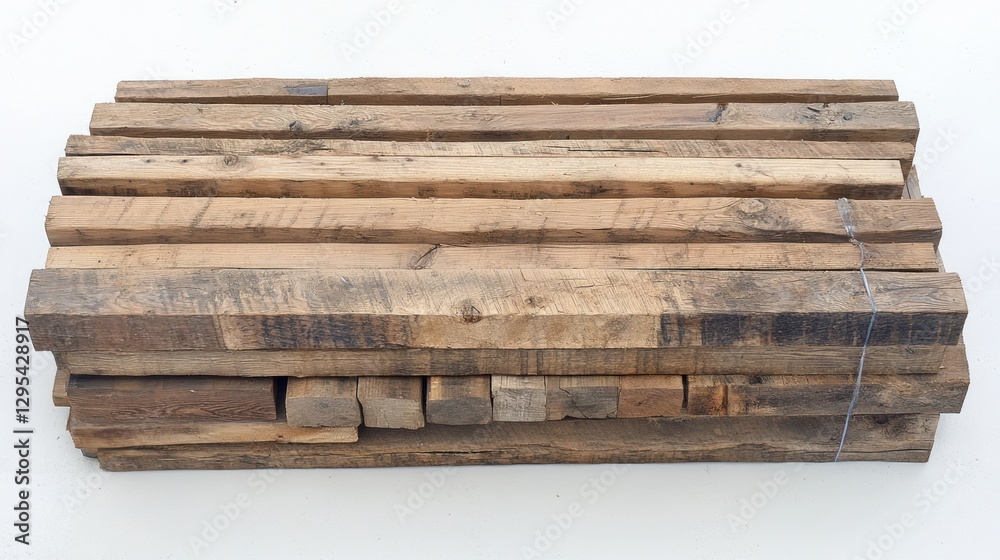 Fototapeta premium A stack of reclaimed lumber showing rustic textures and grain
