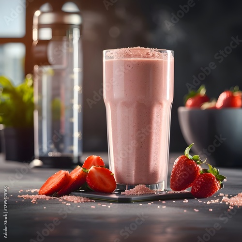 Delightful Strawberry Whey Protein Smoothie in a Tall Glass