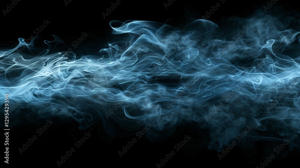 Fototapeta premium Mystical swirling smoke and misty fog on a black background for dramatic texture overlays, moody art, atmospheric designs, and visual effects