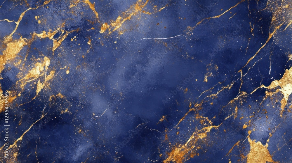 Fototapeta premium Abstract Blue Marble Texture With Gold Accents