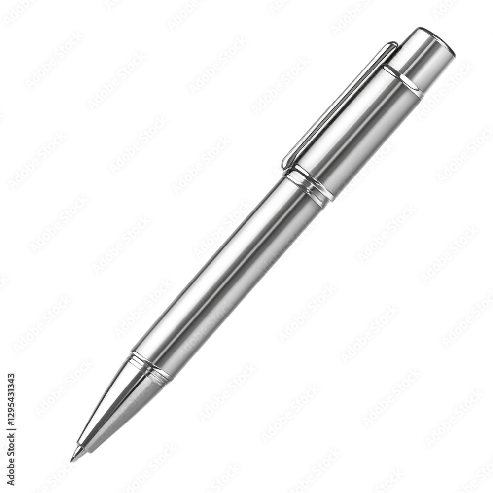 Silver Pen on Black and White Stripes Elegant Writing Tool Silver Pen on Black and White Stripes Elegant Writing Tool