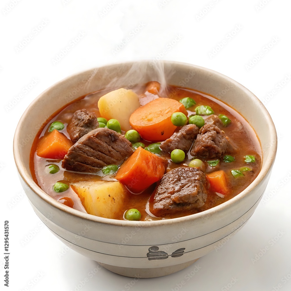 Beef stew isolated on white background