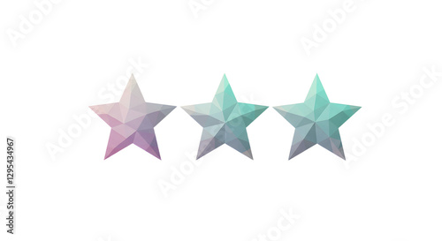 Three Geometric Stars in a Row on Beige Background Texture