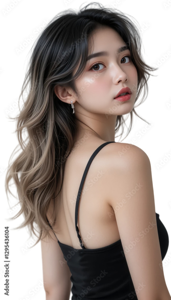 beautiful asian young wearing tank top isolated on white background beautiful asian young wearing tank top isolated on white background
