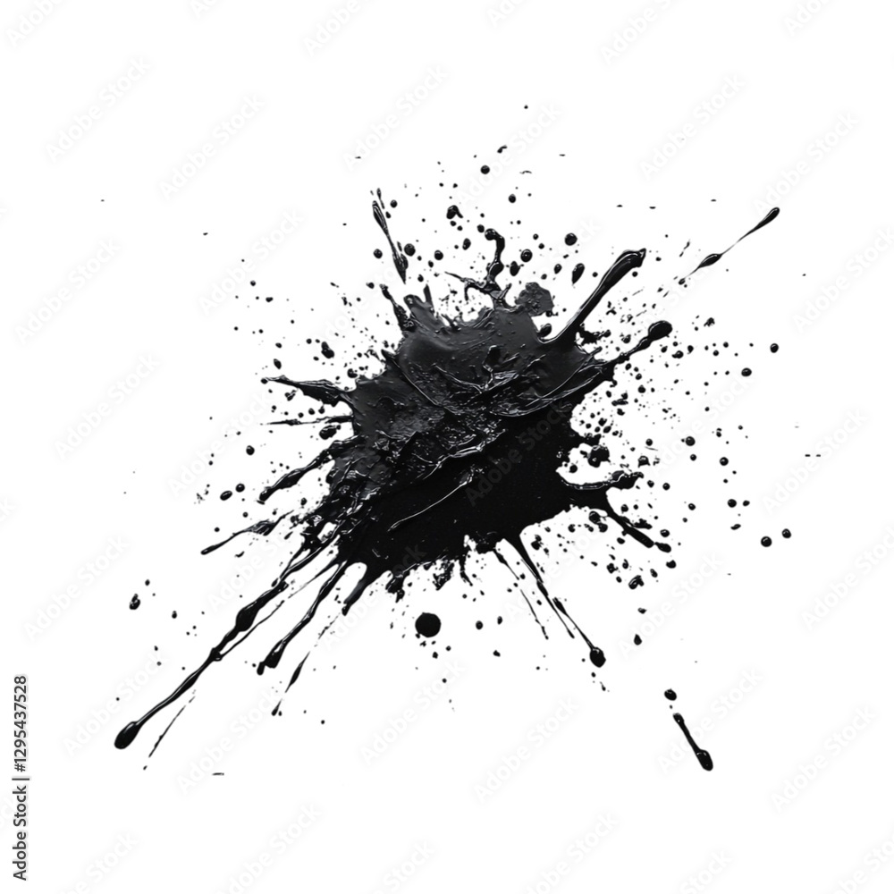 Black Ink Splash in Geometric Frame Abstract Art Digital Painting Black Ink Splash in Geometric Frame Abstract Art Digital Painting