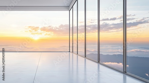 Sunrise Office View Mountainous landscape seen through large windows