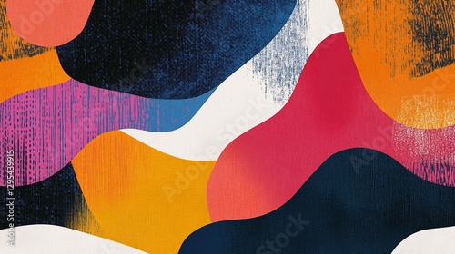 Wallpaper Mural Abstract Wavy Shapes with Textured Surfaces in Bold Color Palette for Creative Designs Torontodigital.ca