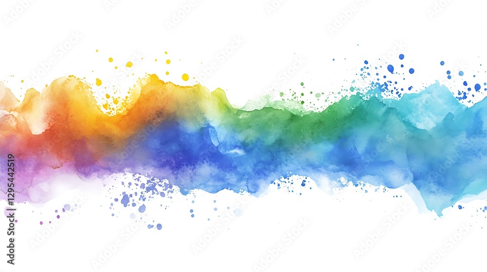 Fototapeta premium Vibrant Rainbow Watercolor Wash Abstract Art