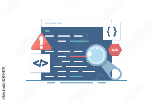 Free Download Bug report concept. Magnifying glass for bugs dancing in computer software program. Bug report magnifying bug Bug Tracker Tool Computer Virus Protection on Website. Flat illustration. - GFXLoad
