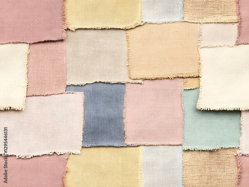 Fototapeta premium Patchwork, Fabric Scraps, Cloth, Fabric Texture, Patchwork Pattern, Colorful Fabric Scraps, Fabric Background, Patchwork Design, Patchwork Stock Image, Generative AI
