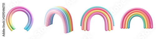 Pastel Colored Arched Shapes Abstract 3D Rendered Geometric Backdrop  Minimalist modern and visually captivating digital with smooth curves rainbow hues and clean lines forming an dynamic composition