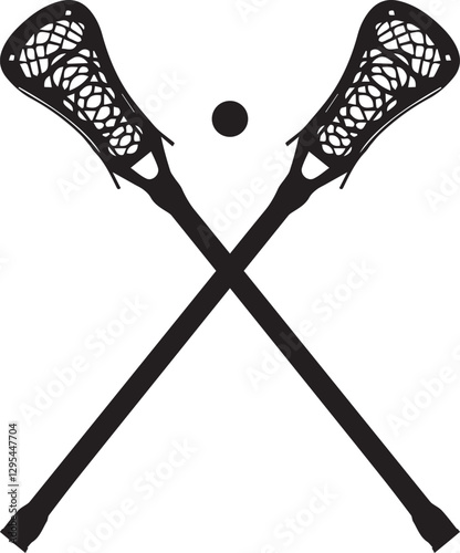 Lacrosse Sticks Icon. Vector Monogram Illustration
