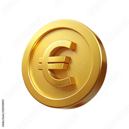 Euro money. Gold coin with EUR currency symbol. 3d rendering isolated on white background. Cartoon plastic style icon