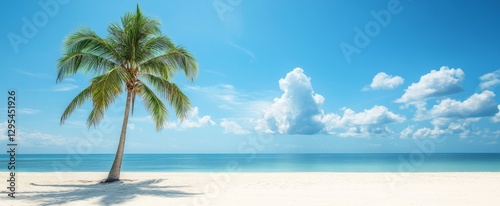 Tropical Beach Scene with Palm Tree