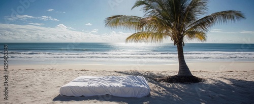 Beach Bed Under Palm Tree