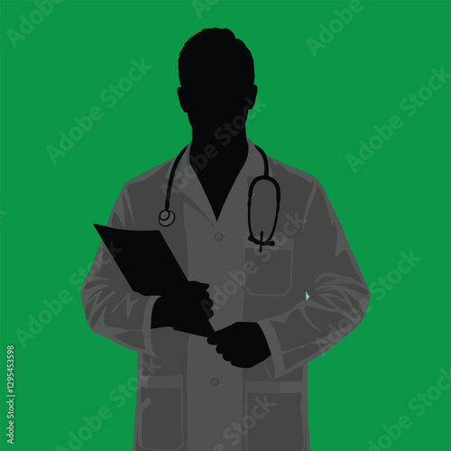 Doctor with Patient Chart with white background