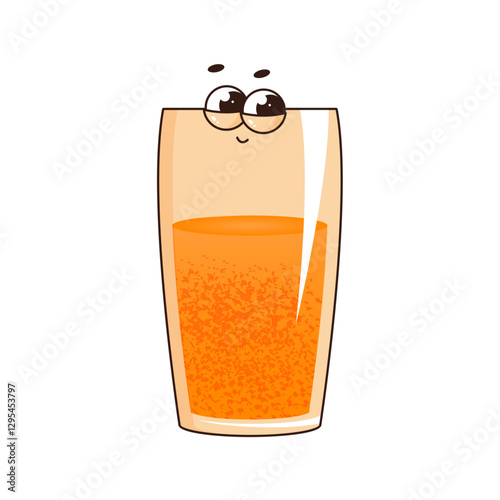 Retro groovy character cocktail. Funky alcoholic or nonalcoholic drink glass. Vintage vector illustration 70s, 80s style on white background for bar, cafe, sticker