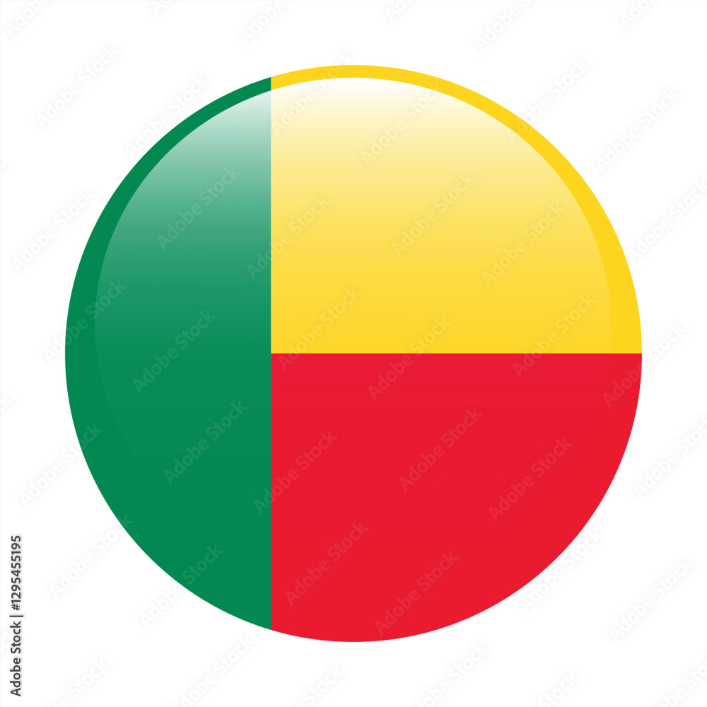 Benin circle flag logo icon digital vector illustration Benin circle flag logo icon digital vector illustration