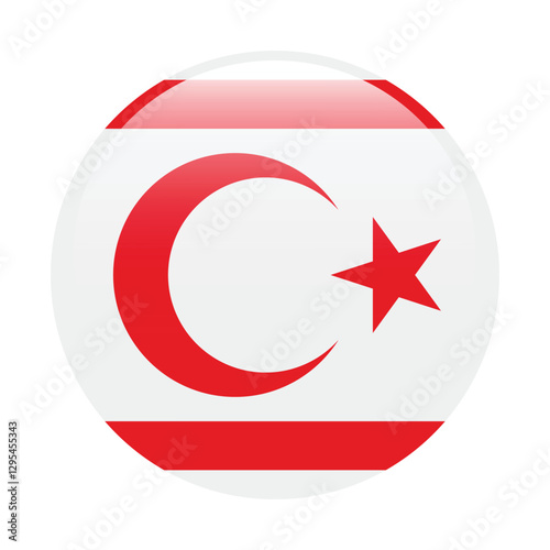 Northern Cyprus circle flag logo icon digital vector illustration