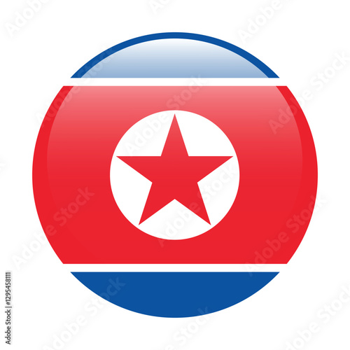 North Korea circle flag logo icon digital vector illustration