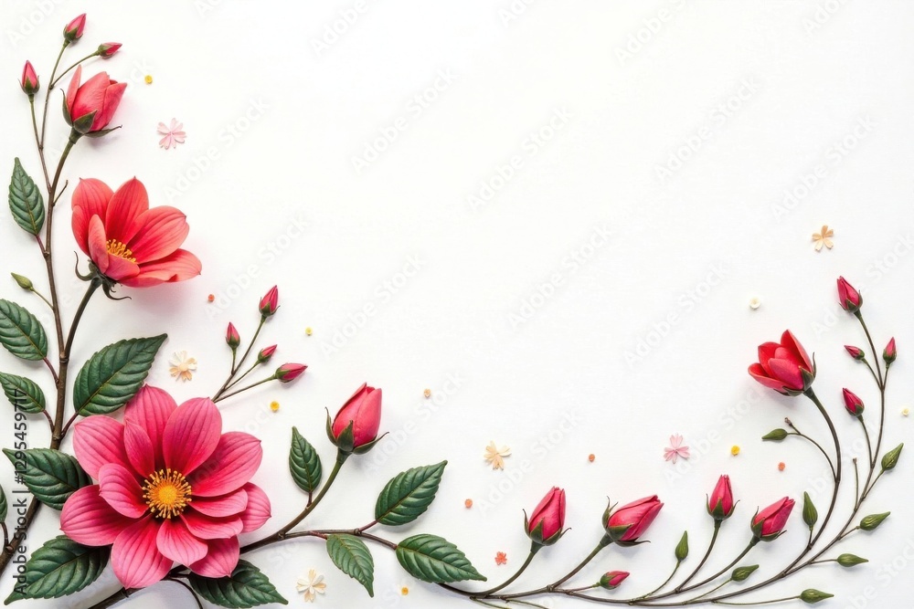 Fototapeta premium Decorative floral swirls on a white background, Hand Drawn Flourishes, Design Elements, Vectors