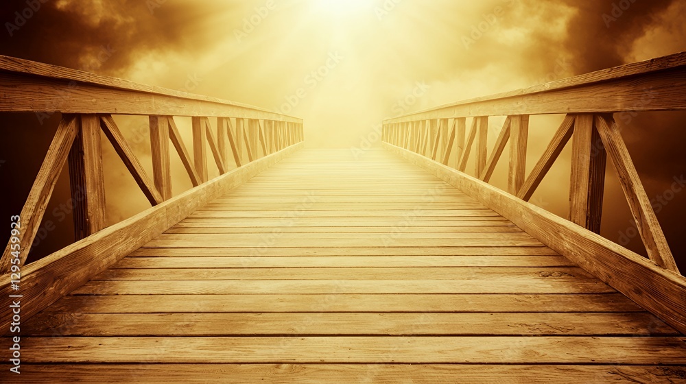 Golden Wooden Bridge Leading to Heavenly Light Golden Wooden Bridge Leading to Heavenly Light