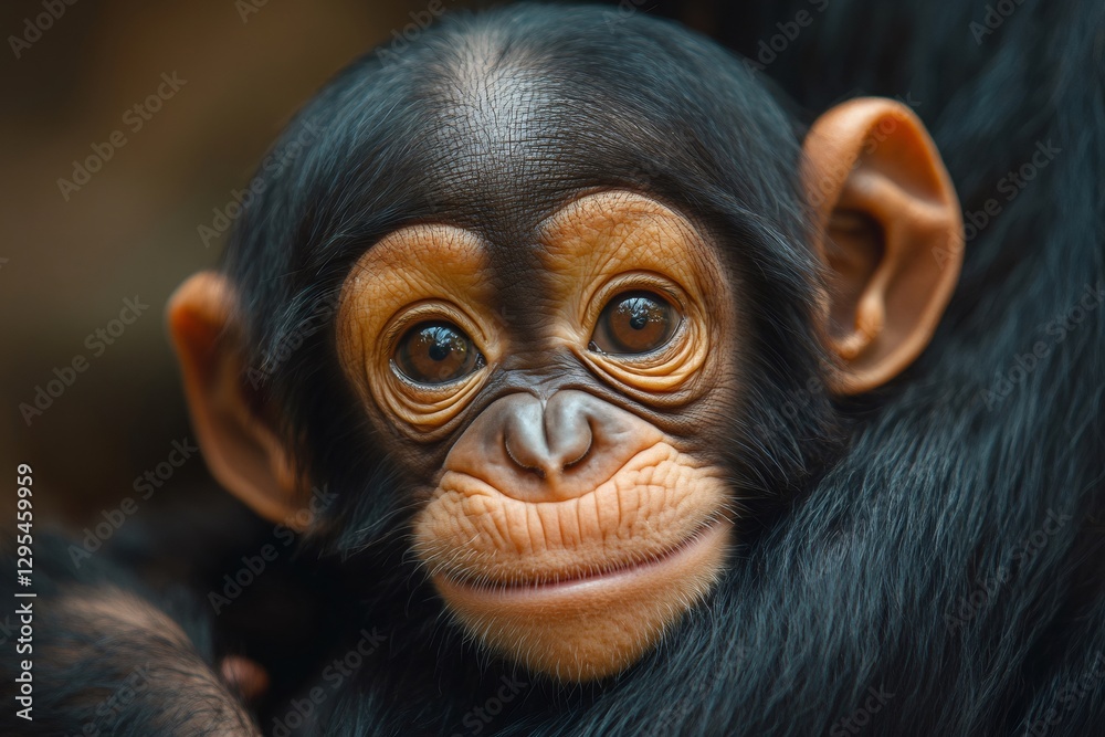 Baby chimpanzee showing emotion while looking at viewer Baby chimpanzee showing emotion while looking at viewer