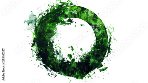 Green energy ring rotating with transparent background