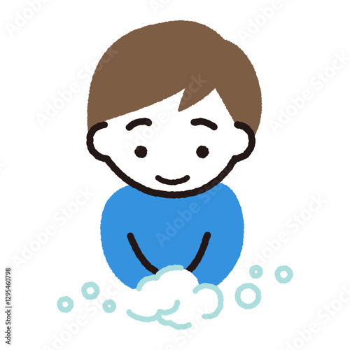 手を洗う子供のベクターイラスト_男の子