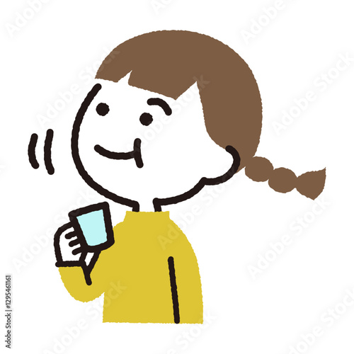 うがいをする子供のベクターイラスト_女の子
