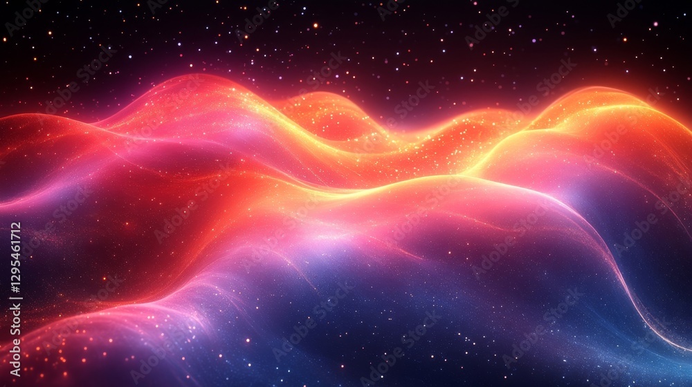 Fototapeta premium Cosmic Nebula: Celestial Waves of Red and Blue