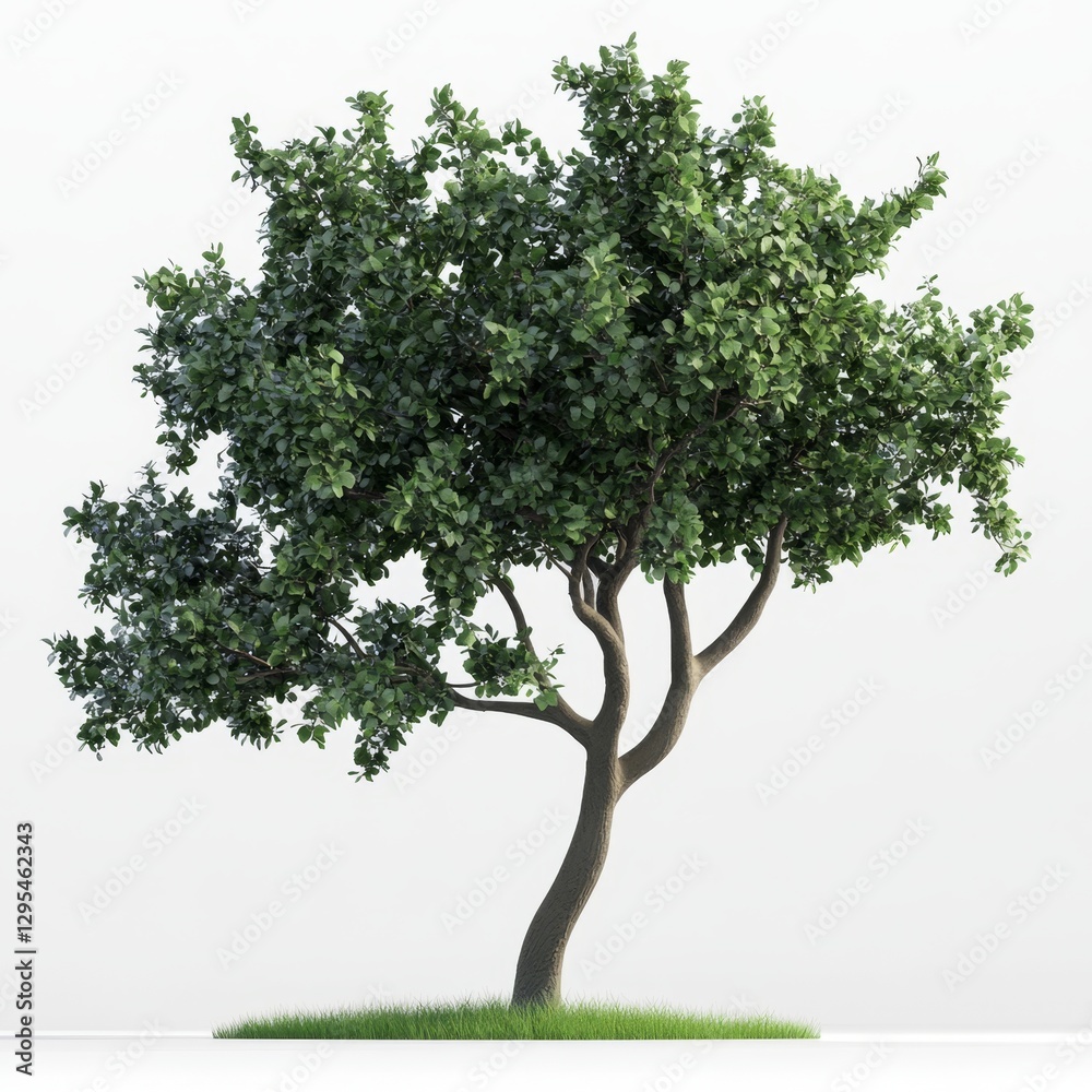 Lush Green Tree with Abundant Foliage on White Background Lush Green Tree with Abundant Foliage on White Background
