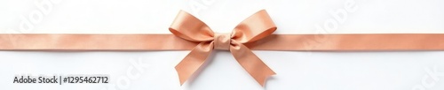 Simple wooden bow tied with ribbon on white background, decorative items, texture, elegance