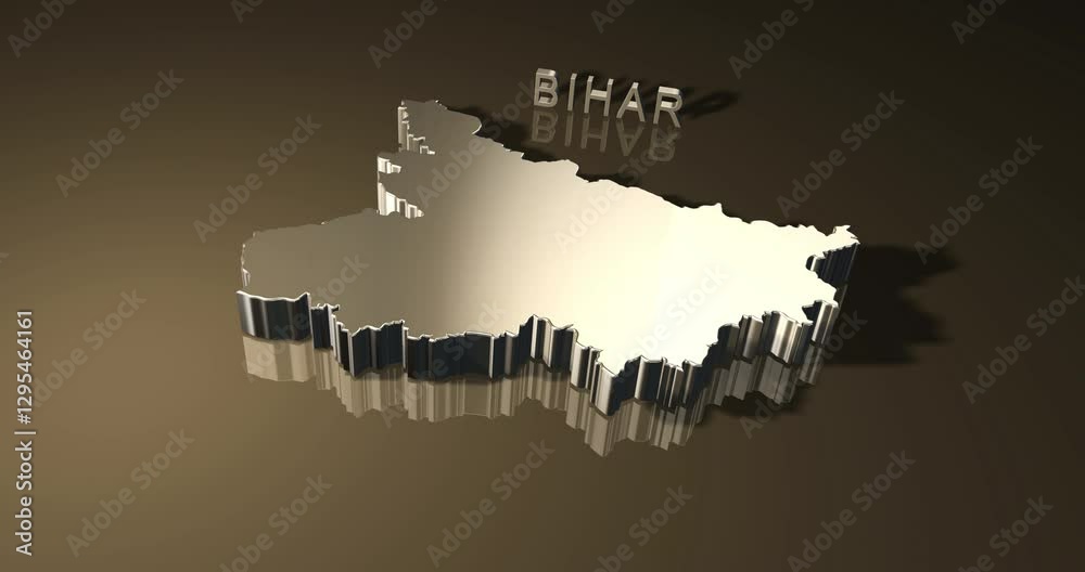 Map of Indian state Bihar in 3D animation with Golden Theme Stock Video ...