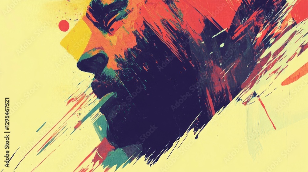 Obraz premium Abstract Portrait: A Burst of Color and Emotion