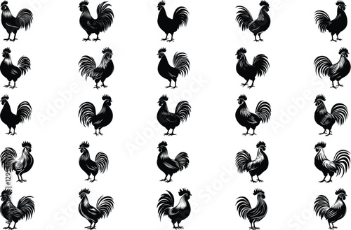 Rooster Silhouette Clipart Collection