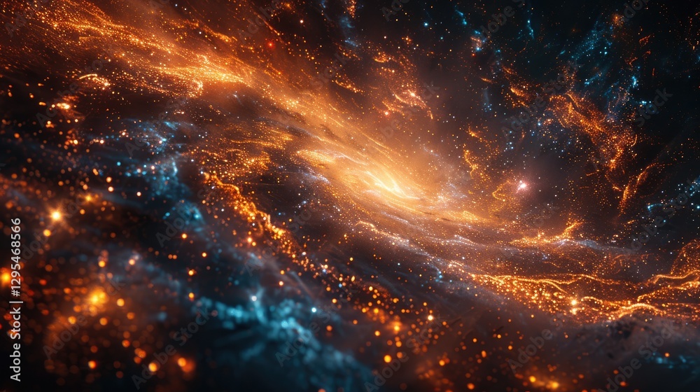 Naklejka premium A mesmerizing cosmic scene featuring a vibrant wormhole spiral illuminated by swirling stars and energy. Perfect for depicting the beauty of the universe.