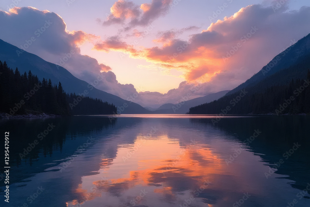 Fototapeta premium sunset over lake