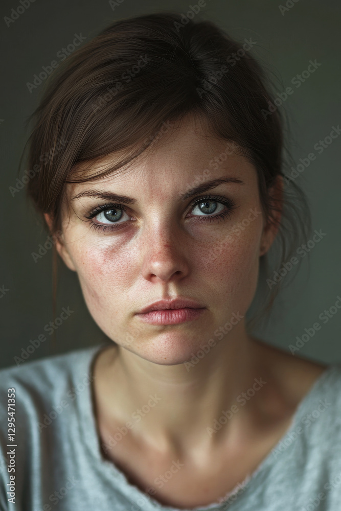 Portrait of woman with black eye Portrait of woman with black eye