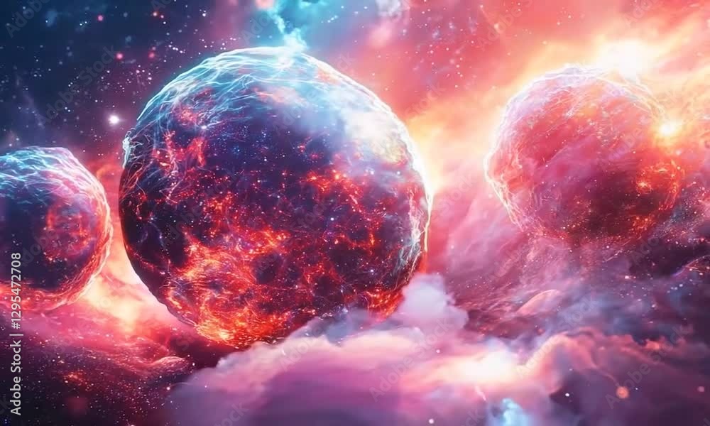 Mutating Virus Evolving in Glowing Abstract Cosmic Backdrop with Pulsing Shapes and Colors