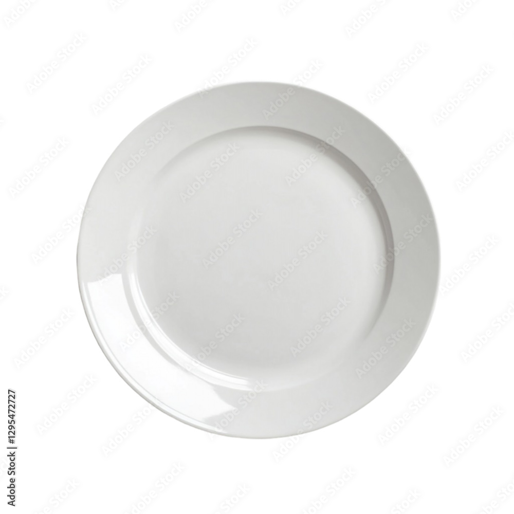 White dinner plate overhead view simple clean design White dinner plate overhead view simple clean design