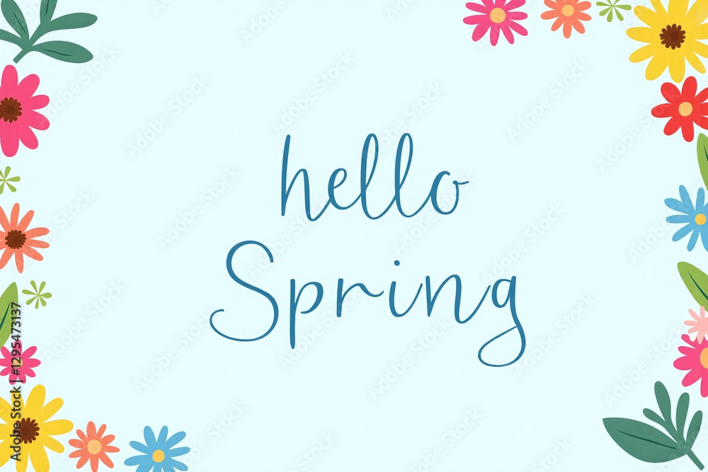 Obraz premium floral frame with the words hello spring on it