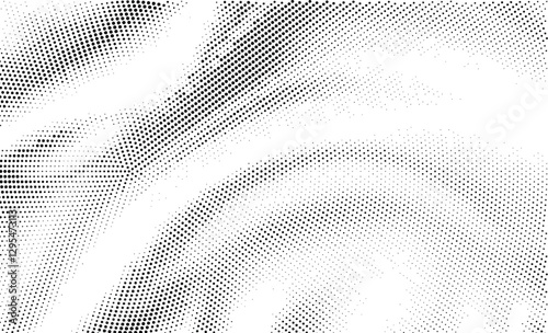 Abstract wavy halftone pattern. Black and white vector illustration	
