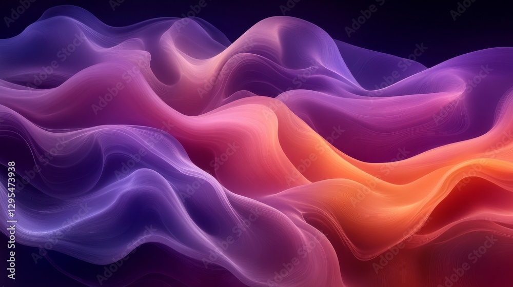 Obraz premium Abstract Purple and Orange Flowing Waves Digital Art