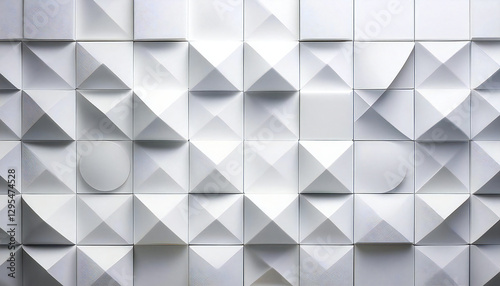 抽象的な白の幾何学的形状。白色の正方形のレイアウト背景。Abstract white geometric shapes.White color square layout background.