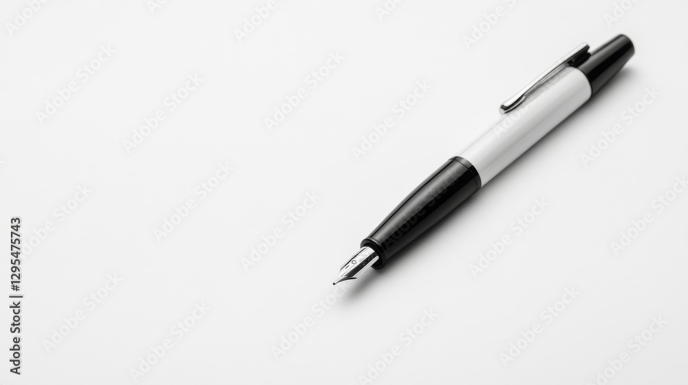 Elegant Fountain Pen on White Background: A Study in Simplicity Elegant Fountain Pen on White Background: A Study in Simplicity