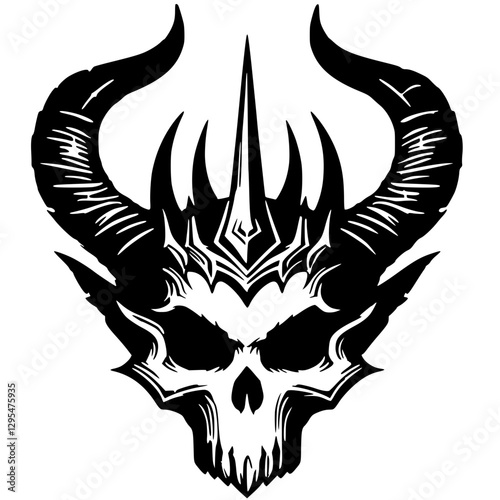 Gothic metal skull silhouette vector design