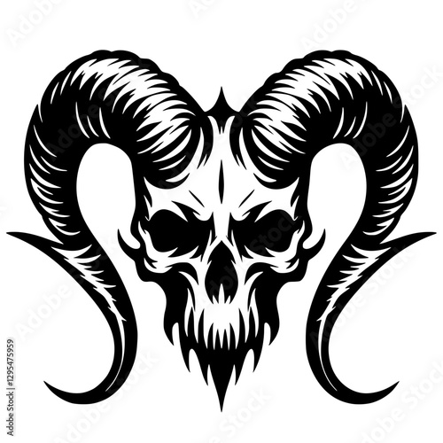 Gothic metal skull silhouette vector design