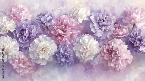 Wallpaper Mural Dreamy floral arrangement featuring elegant carnations in pastel hues soft watercolor background for romantic spring designs Torontodigital.ca
